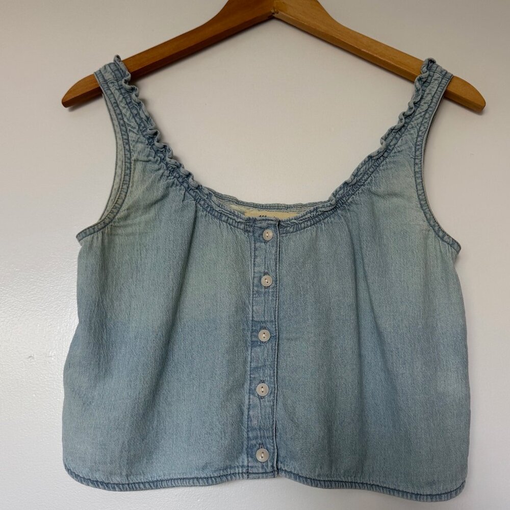 Madewell Denim Ruffled U-Neck Crop Top - Picture 5 of 8